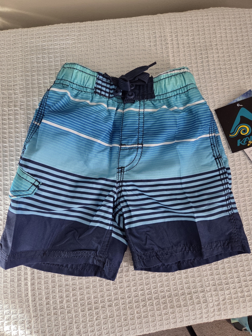 Kanu Surf Boys' Blue Striped Swim Trunks